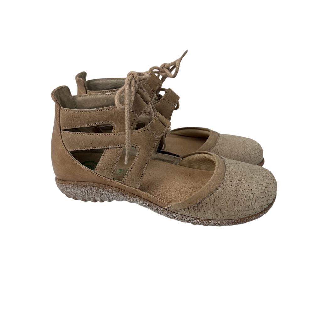 Naot Kata Sandals Womens Size 5 Gladiator Beige Lizard Print Lace Up